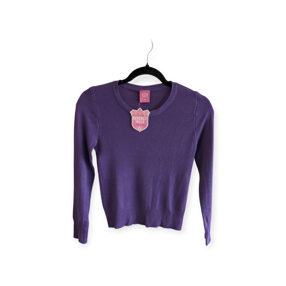 NWT Youth Girls Beverly Hills Princess Purple Long Sleeve Sweater - Size 7/8 - Picture 2 of 7